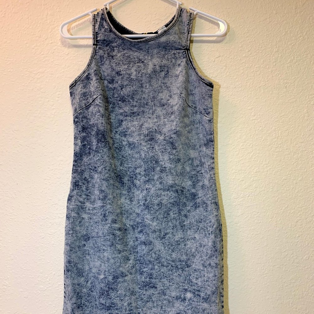 Miss California Acid wash short sleve denim dress
